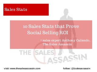 Sales Stats
10 Sales Stats that Prove
Social Selling ROI
visit: www.thesalesassassin.com follow: @1salesassassin
~ sales e...