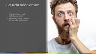 © vibrio 2019 http://vibrio.eu 35
Gar nicht soooo einfach …
Vertrieb muss Leads
selbst generieren
Marketing muss Themen
für Vertrieb aufbereiten
 