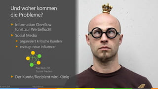 © vibrio 2019 http://vibrio.eu 5
Und woher kommen
die Probleme?
Information Overflow
führt zur Werbeflucht
Social Media
organisiert kritische Kunden
erzeugt neue Influencer
Der Kunde/Rezipient wird König
Das Web 2.0
Soziale Medien
 