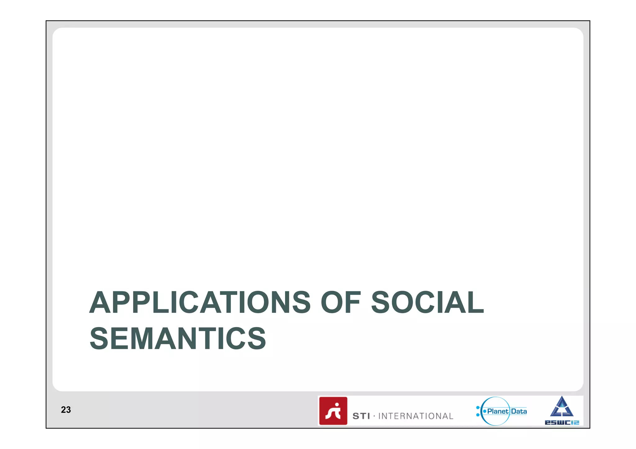 APPLICATIONS OF SOCIAL
SEMANTICS
23

 