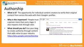 Authorship
• What is it? The opportunity for individual content creators to verify their original
content from across the ...