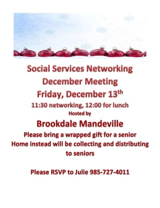 Social services networking december meeting