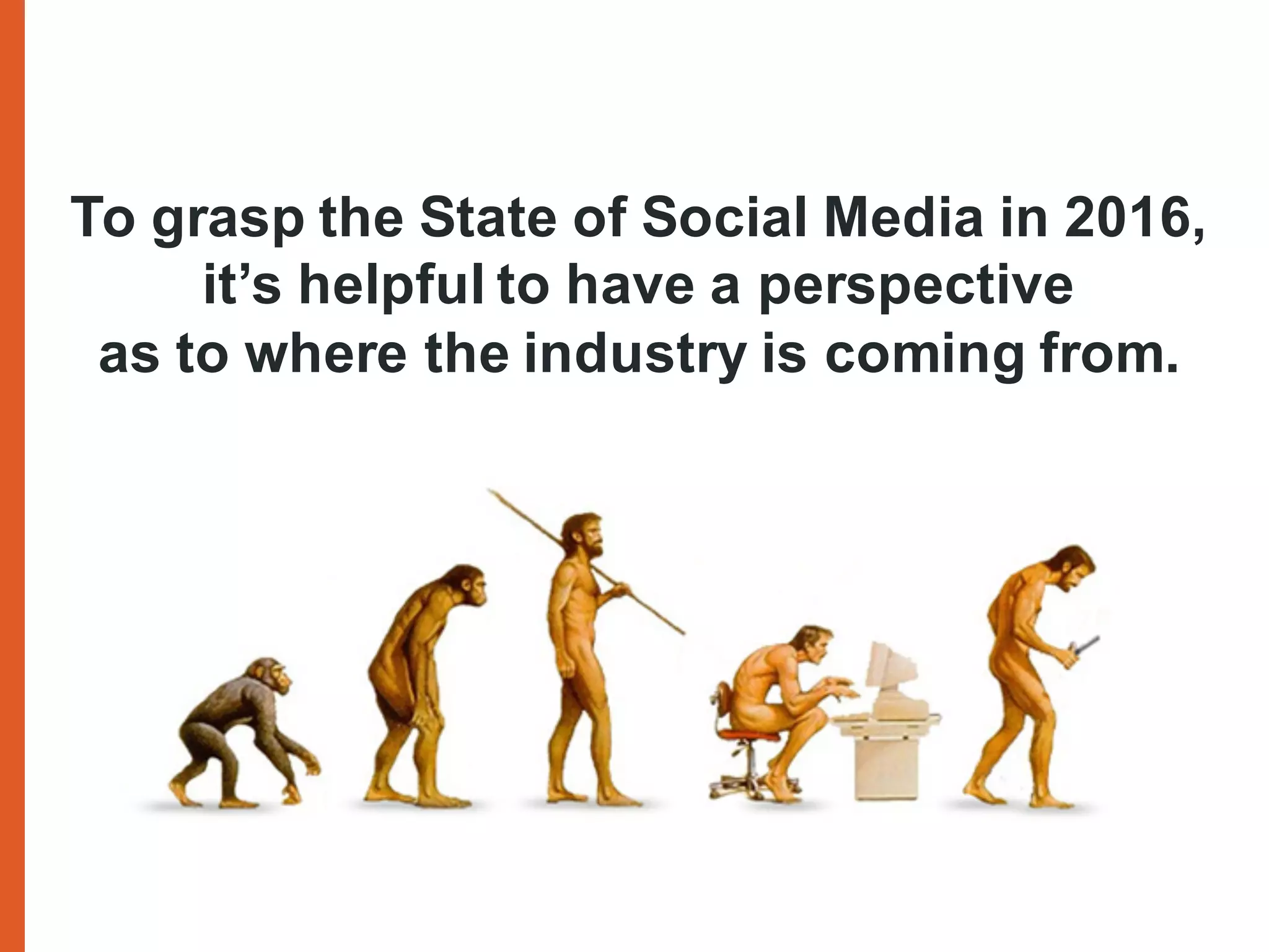 www.cognitomedia.com 17
To grasp the State of Social Media in 2016,
it’s helpful to have a perspective
as to where the industry is coming from.
 
