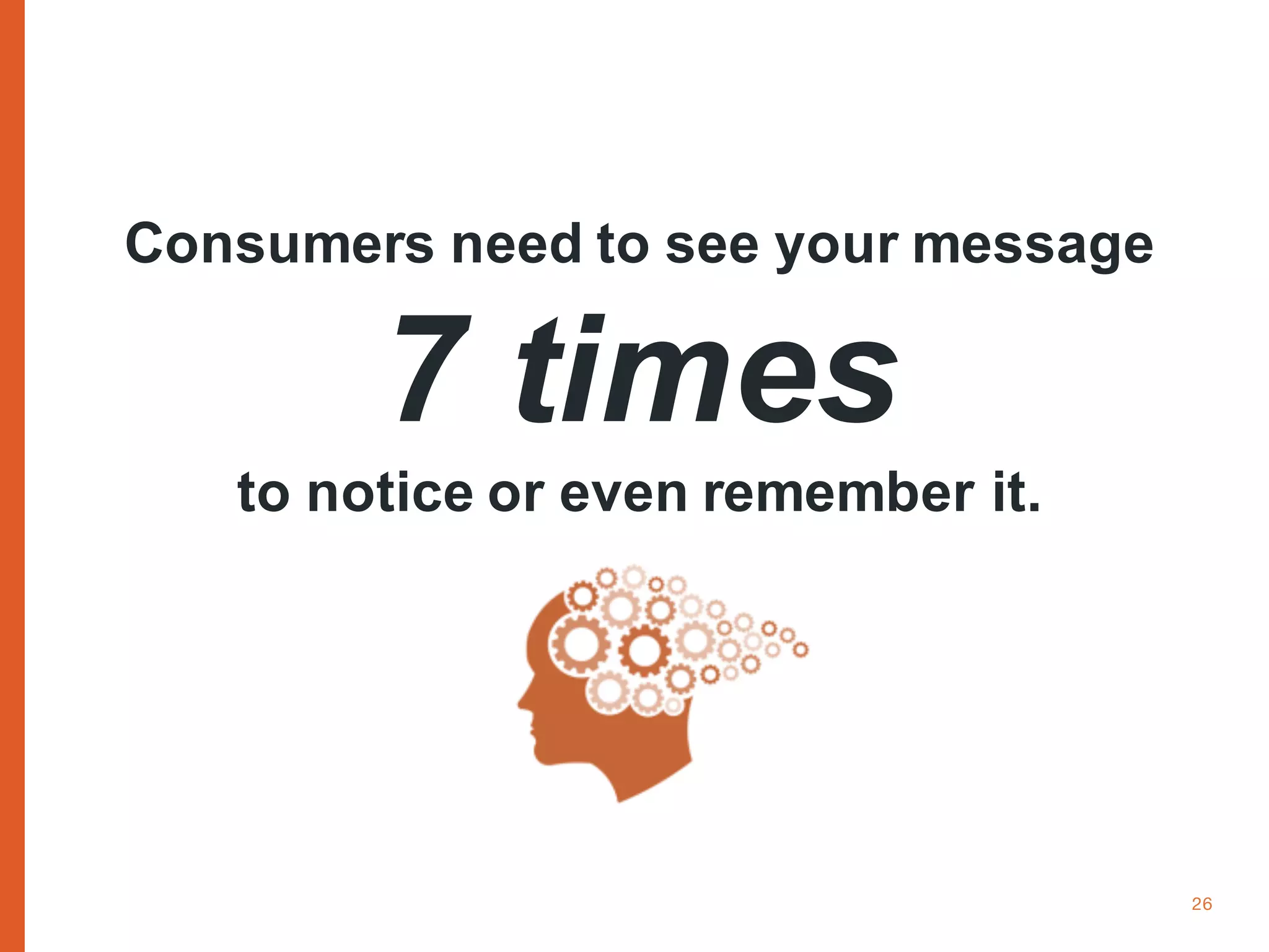 www.cognitomedia.com 26
Consumers need to see your message
7 times
to notice or even remember it.
 