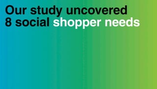 Our study uncovered
8 social shopper needs
 