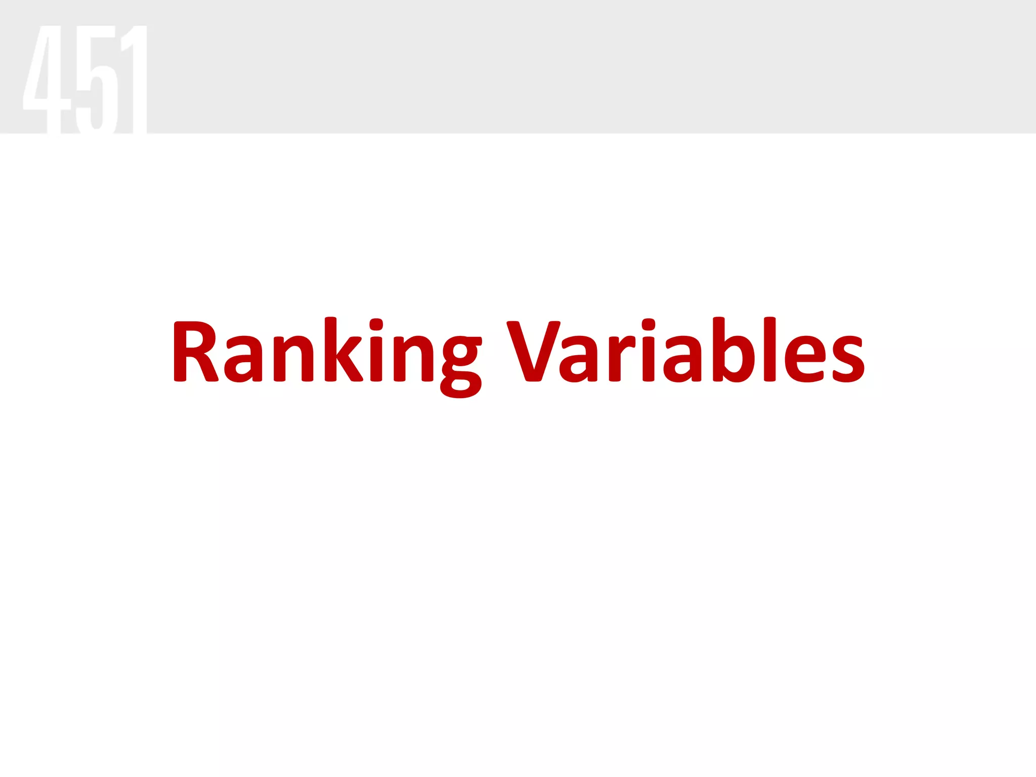Ranking Variables
 