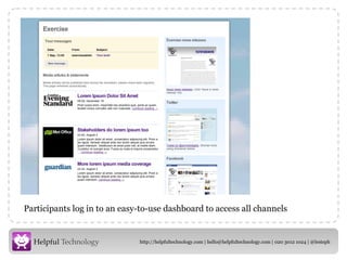 Participants log in to an easy-to-use dashboard to access all channels 