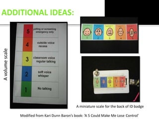 A volume scale




                                                  A miniature scale for the back of ID badge

                 Modified from Kari Dunn Baron’s book: ‘A 5 Could Make Me Lose Control’
 