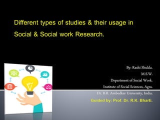 Different types of studies & their usage in
Social & Social work Research.
 