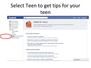 Select Teen to get tips for your
teen
 