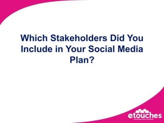 Videos Taken During Event and Posted Afterwards3) QR CodesLeads to website, Facebook page