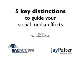 5 key distinctions
to guide your
social media efforts
16 May 2013
Toronto Board of Trade
 