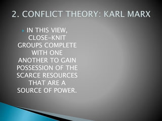  IN THIS VIEW,
CLOSE-KNIT
GROUPS COMPLETE
WITH ONE
ANOTHER TO GAIN
POSSESSION OF THE
SCARCE RESOURCES
THAT ARE A
SOURCE OF POWER.
 