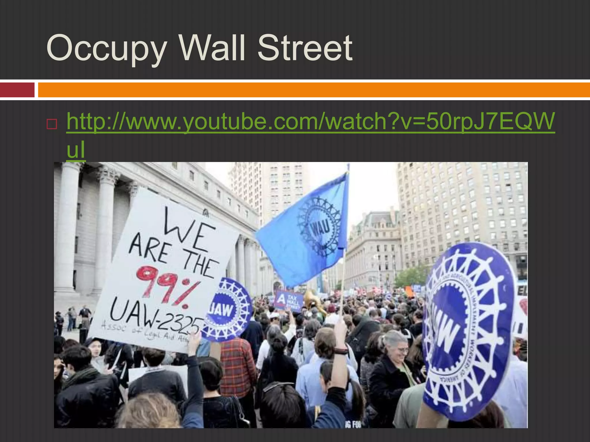Occupy Wall Street 
 http://www.youtube.com/watch?v=50rpJ7EQW 
uI 
 