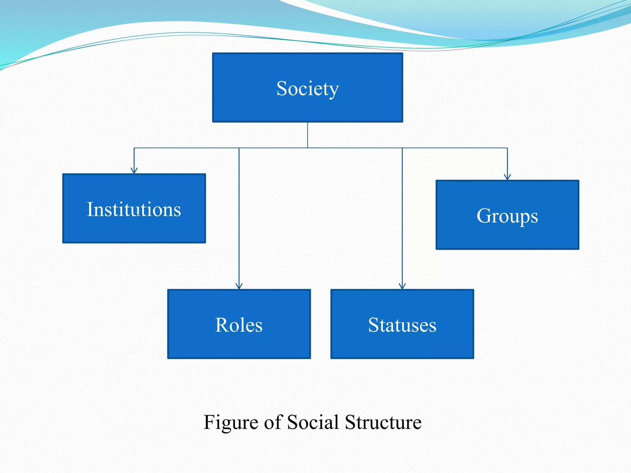 Society
Institutions
Statuses
Groups
Roles
Figure of Social Structure
 