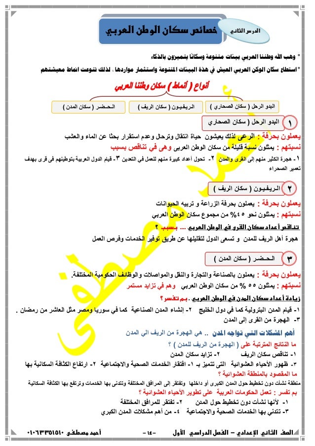 دراسات اجـتـمـاعـيـة الصف ال الثاني الاعدادى