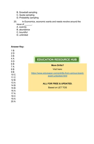 Social Studies LET Drill 2026.pdf [www.edureaper.com] | PDF