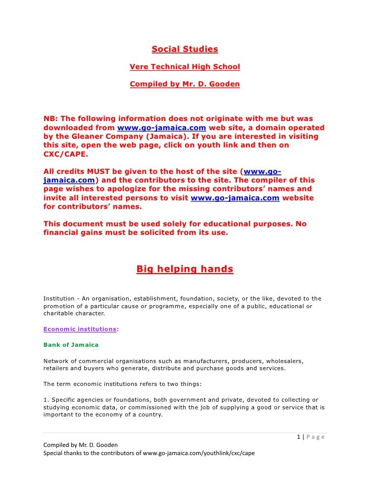 Social Studies Notes And Revision