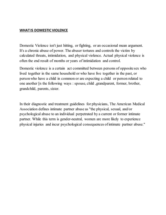 Social Studies Sba About Domestic Violence Pdf