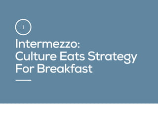 Intermezzo:
Culture Eats Strategy
For Breakfast
i
 