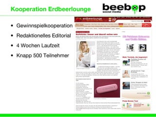 Kooperation Erdbeerlounge Gewinnspielkooperation Redaktionelles Editorial 4 Wochen Laufzeit Knapp 500 Teilnehmer 