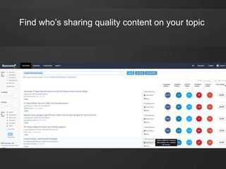 Find who’s sharing quality content on your topic
 