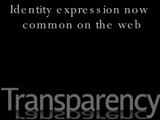 Identity expression now common on the web 