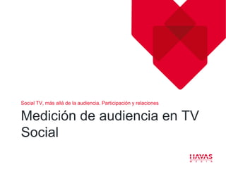 Social TV, más allá de la audiencia. Participación y relaciones


Medición de audiencia en TV
Social
 