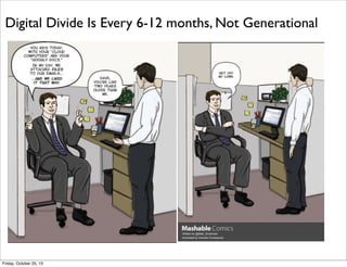Digital Divide Is Every 6-12 months, Not Generational

Friday, October 25, 13

 