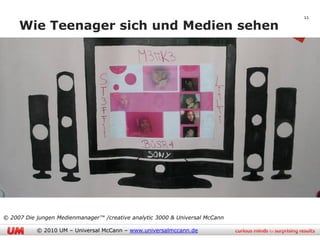 11

     Wie Teenager sich und Medien sehen




© 2007 Die jungen Medienmanager™ /creative analytic 3000 & Universal McCann

           © 2010 UM – Universal McCann – www.universalmccann.de
 