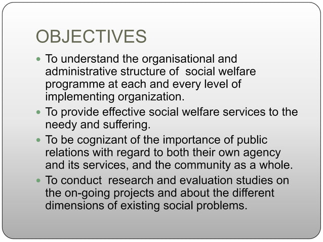 Social Welfare Administration 1 