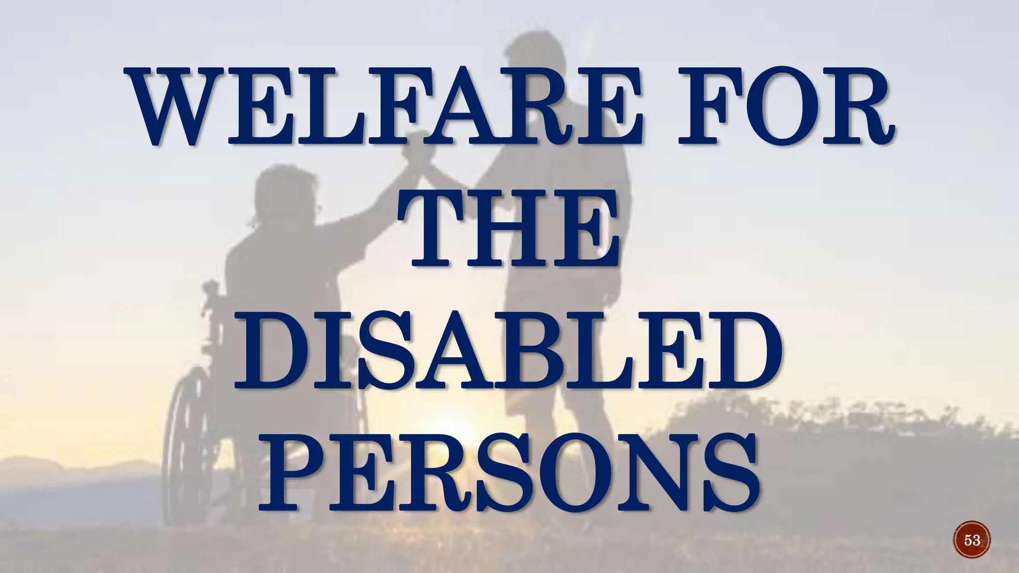 WELFARE FOR
THE
DISABLED
PERSONS 53
 
