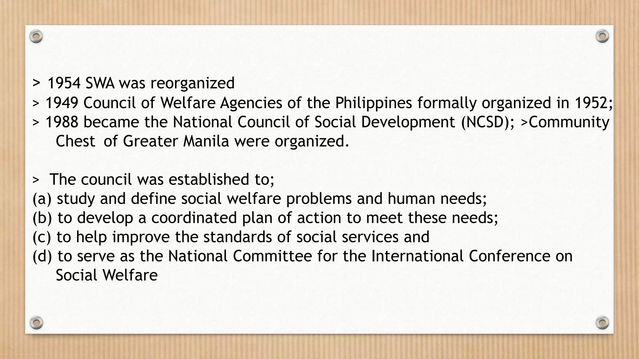 Historical Development of Social Work in the Philippines | PPTX
