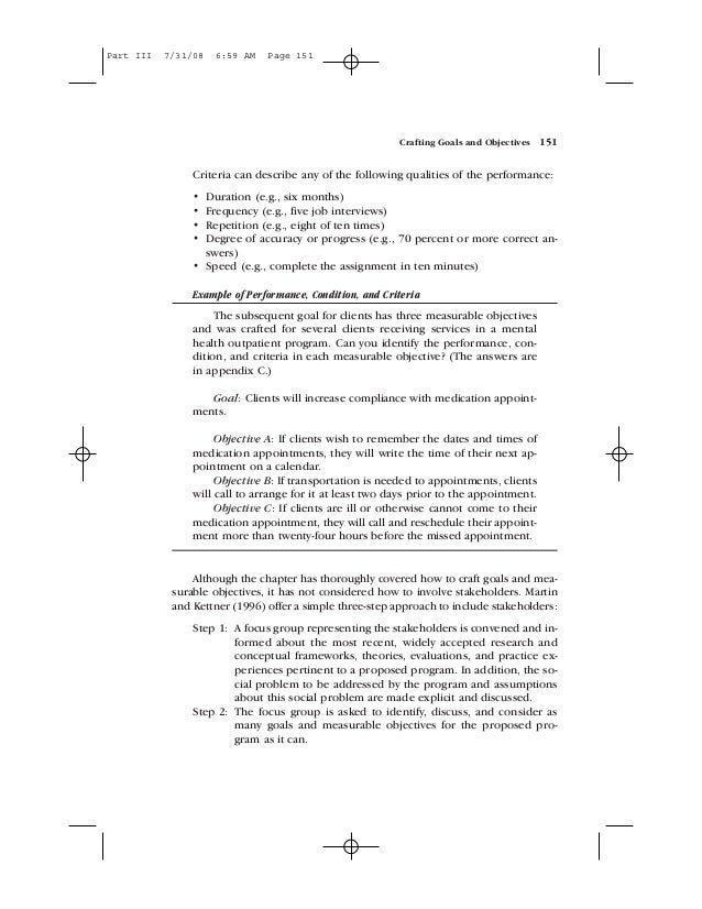 Social work Crafting Goals and Objectives