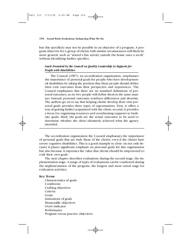 Social work Crafting Goals and Objectives