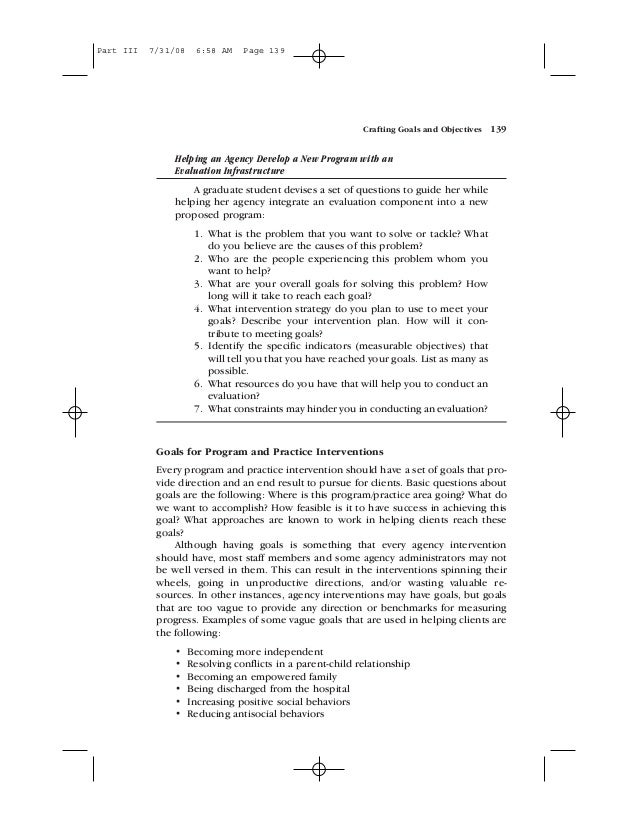 Social work Crafting Goals and Objectives