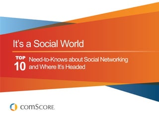 It‟s a Social World
TOP   Need-to-Knows about Social Networking
10    and Where It‟s Headed
 