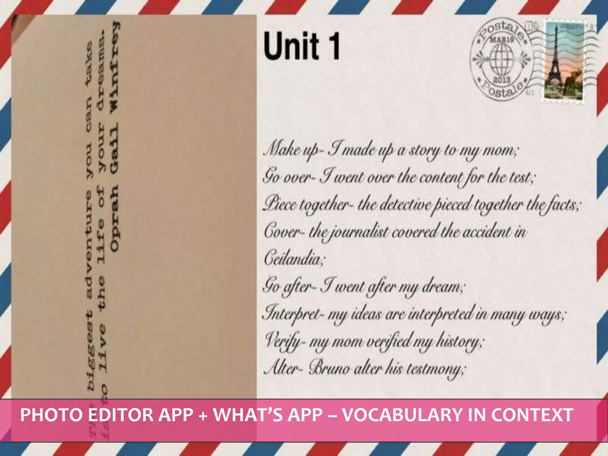 PHOTO EDITOR APP + WHAT’S APP – VOCABULARY IN CONTEXT