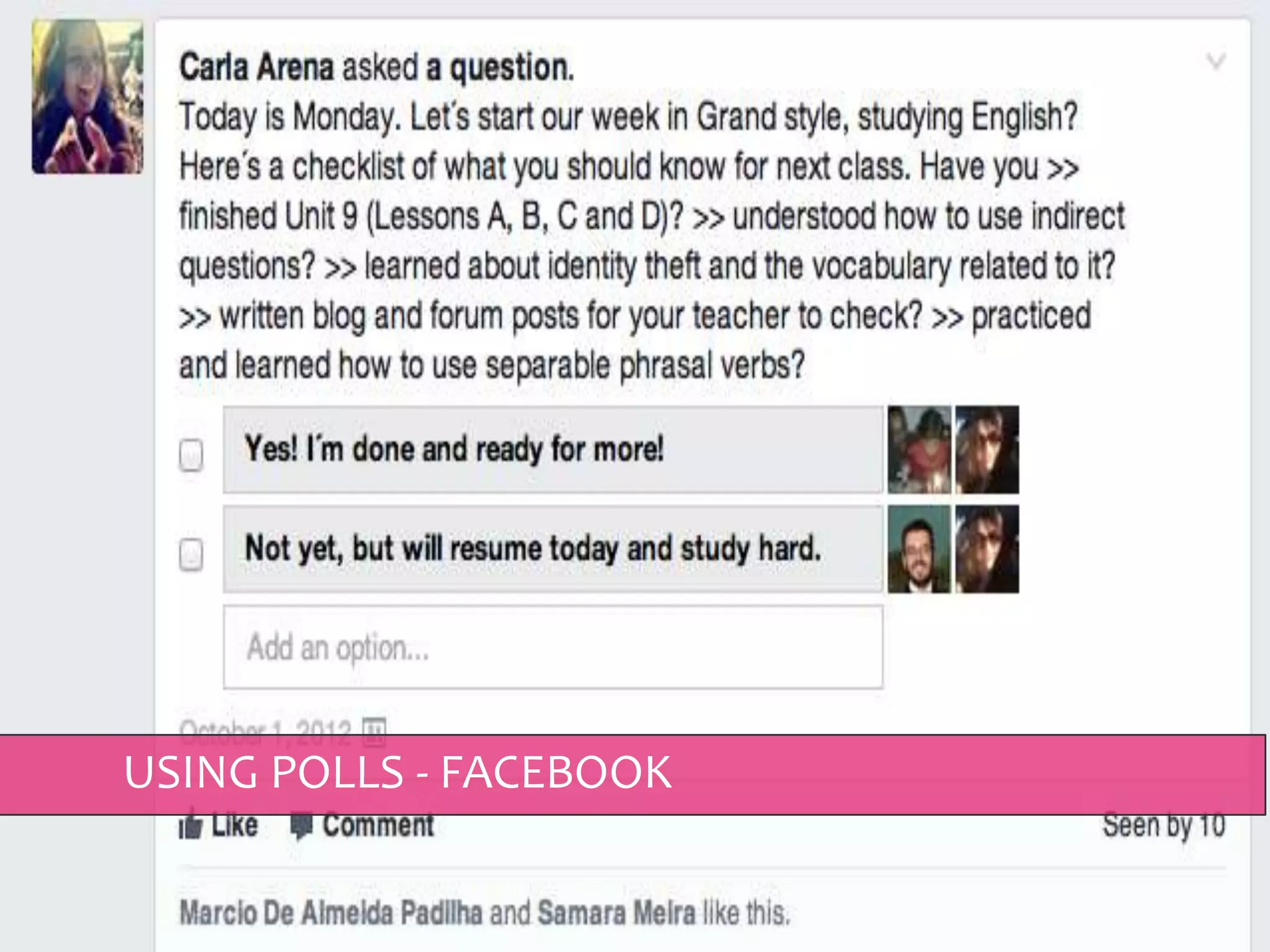 USING POLLS - FACEBOOK