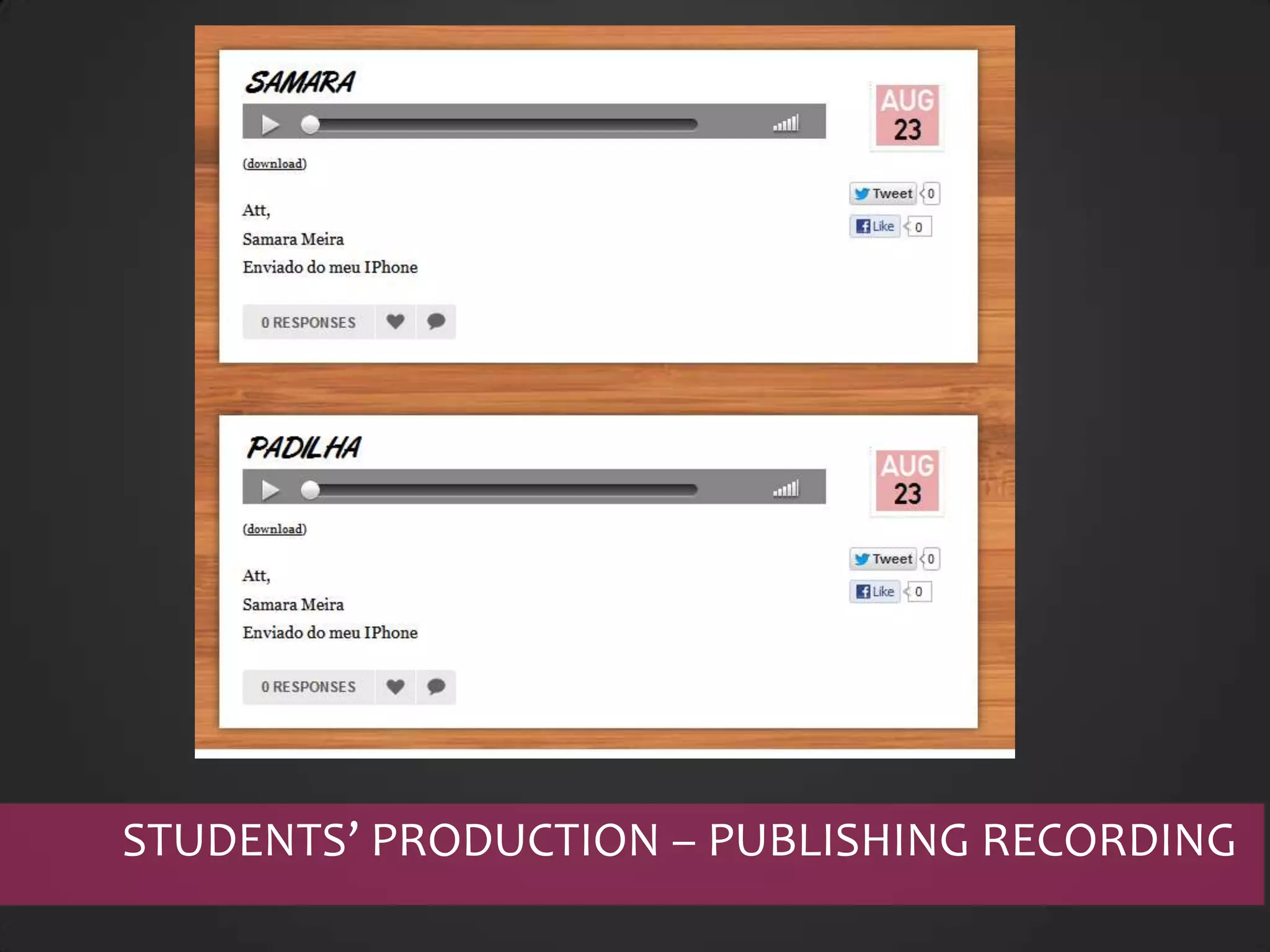 STUDENTS’ PRODUCTION – PUBLISHING RECORDING