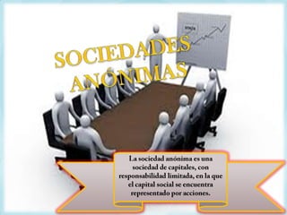 Sociedad de Capitales


  PRINCIPALES     División de capital en títulos negociables
CARACTERISTICAS   denominados accione...