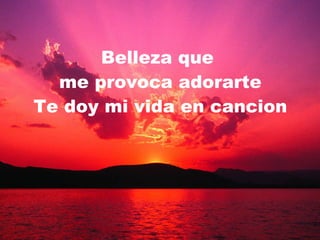 Belleza que  me provoca adorarte Te doy mi vida en cancion 