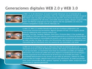 Generaciones digitales WEB 2.0 y WEB 3.0<br />