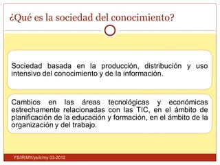 ¿Qué es la sociedad del conocimiento?




YS/IR/MY/ys/ir/my 03-2012
 