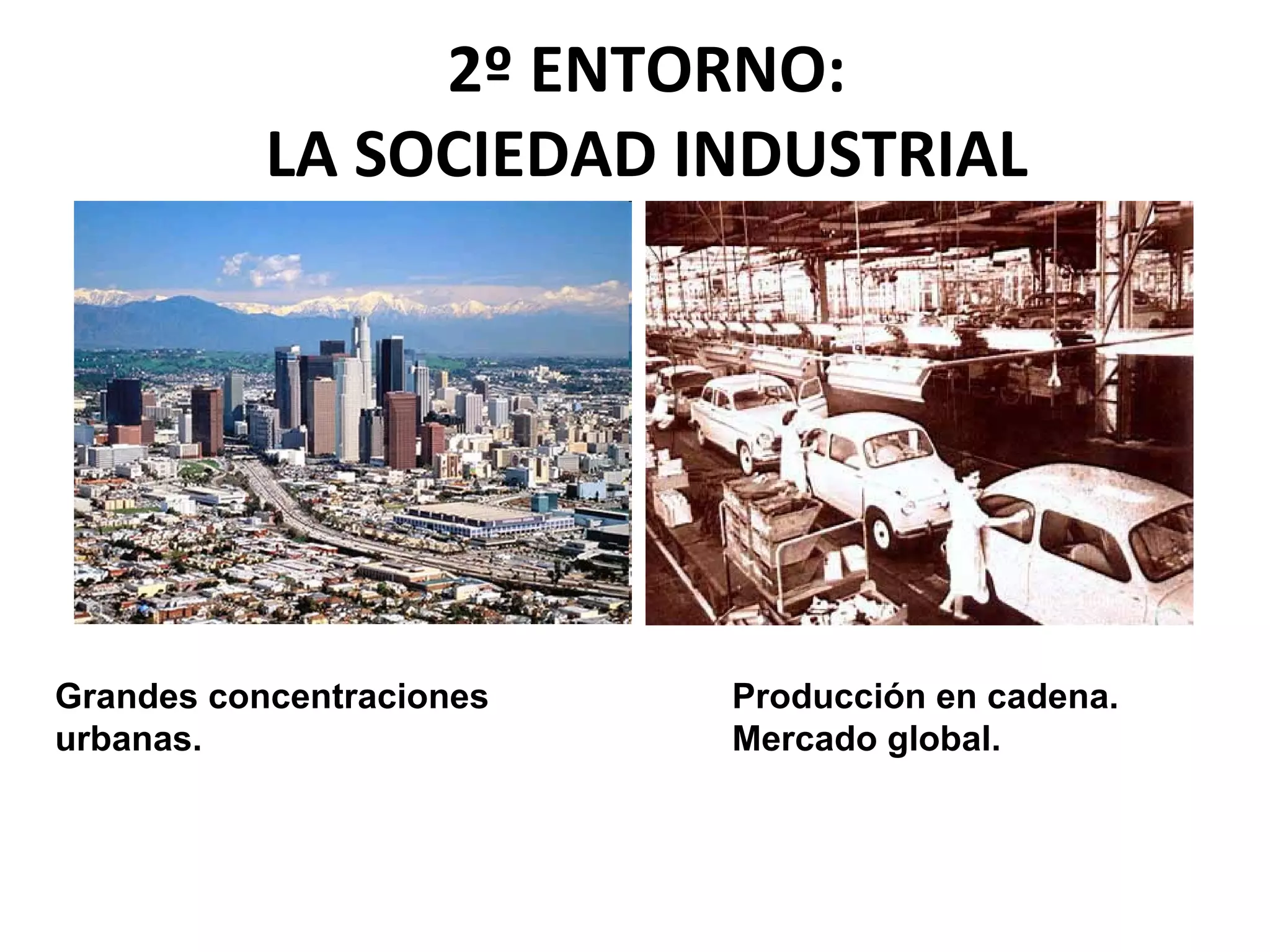 2º ENTORNO:
           LA SOCIEDAD INDUSTRIAL




Grandes concentraciones   Producción en cadena.
urbanas.                  Mercado global.
 