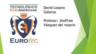 David Lozano
Galarza
Profesor: Jhoffree
Vázquez del rosario
 