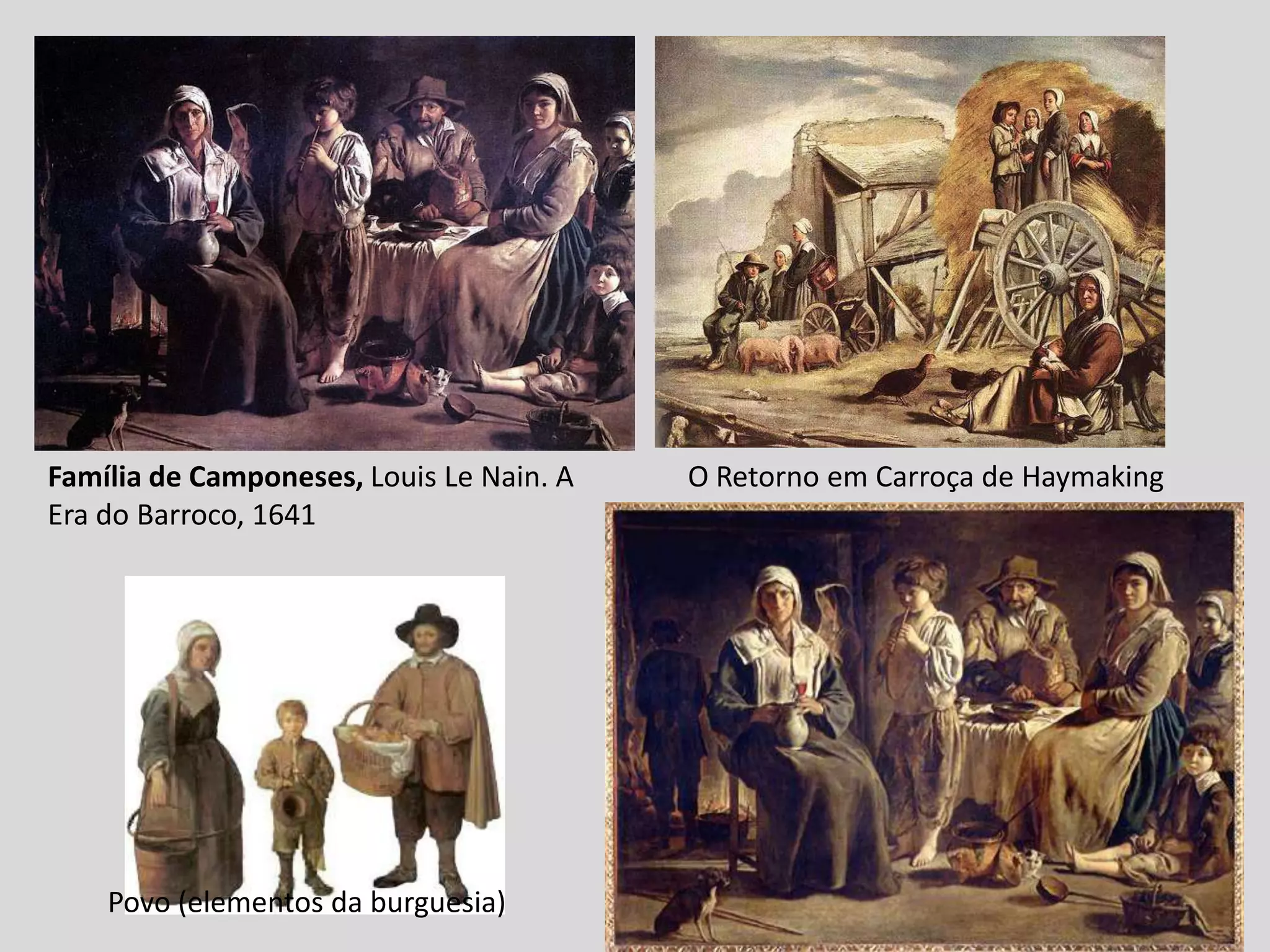 Família de Camponeses, Louis Le Nain. A   O Retorno em Carroça de Haymaking
Era do Barroco, 1641




    Povo (elementos da burguesia)
 