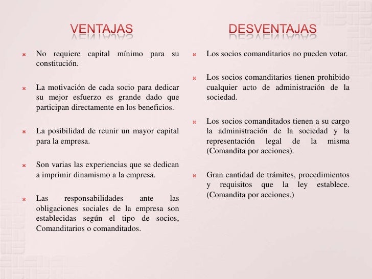 Ventajas Y Desventajas De Sociedad En Comandita Simple XIli Ventajas Y Desventajas De Sociedad En Comandita Simple XIli