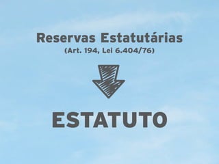 Reservas Estatutárias
(Art. 194, Lei 6.404/76)

ESTATUTO

 