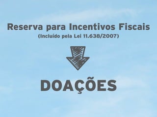 Reserva para Incentivos Fiscais
(Incluído pela Lei 11.638/2007)

DOAÇÕES

 
